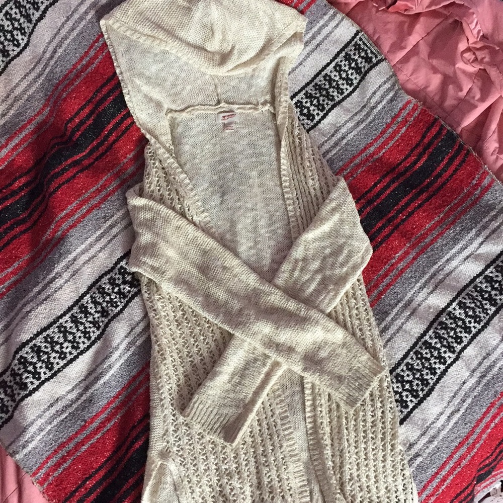 Open front cardigan with hood